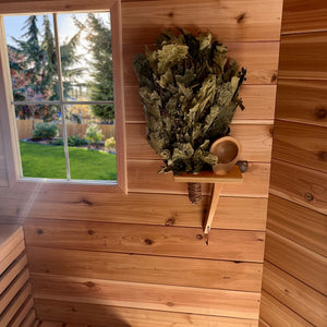Multi-purpose Sauna Shelf – Birch Broom Holder – White Pine Wood