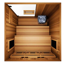 Load image into Gallery viewer, Finnmark FD-4 Trinity Infrared &amp; Steam Sauna Combo 2-Person Home Sauna with Infrared &amp; Traditional Heater 48&quot;W x 48&quot;D x 78&quot;H