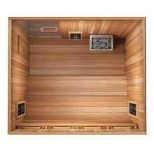 Load image into Gallery viewer, Finnmark FD-5 Trinity XL Infrared &amp; Steam Sauna Combo 4-Person Home Sauna with Infrared &amp; Traditional Heater 72&quot;W x 48&quot;D x 78&quot;H