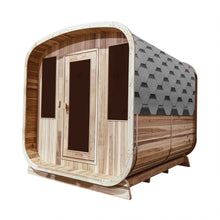 Load image into Gallery viewer, Outdoor Rustic Cedar Square Sauna – 6 Person – 6 kW UL Certified Electric Heater