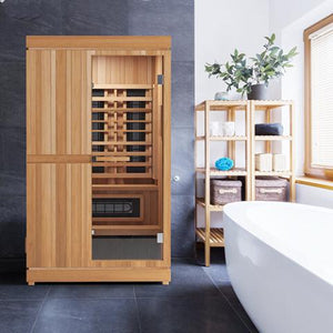 Finnmark FD-4 Trinity Infrared & Steam Sauna Combo 2-Person Home Sauna with Infrared & Traditional Heater 48"W x 48"D x 78"H