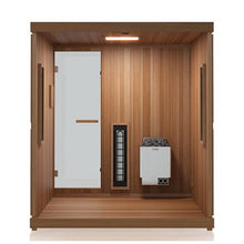 Load image into Gallery viewer, Finnmark FD-5 Trinity XL Infrared &amp; Steam Sauna Combo 4-Person Home Sauna with Infrared &amp; Traditional Heater 72&quot;W x 48&quot;D x 78&quot;H