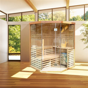 CED3CMUR 4 Person Canadian Red Cedar Wood Indoor Wet Dry Sauna with 4.5 kW ETL Electrical Heater
