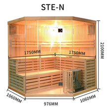 Load image into Gallery viewer, CED3CMUR 4 Person Canadian Red Cedar Wood Indoor Wet Dry Sauna with 4.5 kW ETL Electrical Heater