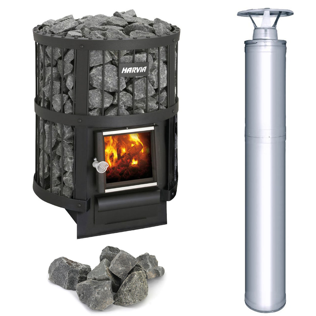 Harvia Legend 150 Wood Burning Sauna Heater and Chimney Kit