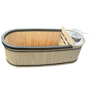 Natural Pine Hot Tub and Cold Plunge Tub with Charcoal Stove - 2 Person - 132 Gallon - [Corn Tub]
