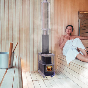 Wood Burning Sauna Heater and Chimney Kit | Equivalent to 9-15 kW Electric Heater | Large Stone Capacity