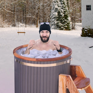 Outdoor Wooden Ice Bath Cold Plunge Tub | 118 Gallon Water Capacity | 33.5” x 31.5