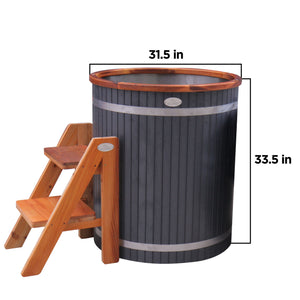 Outdoor Wooden Ice Bath Cold Plunge Tub | 118 Gallon Water Capacity | 33.5” x 31.5