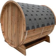 Load image into Gallery viewer, Outdoor Rustic Cedar Barrel Steam Sauna with Bitumen Shingle Roofing - 6 Person - 6 kW ETL Certified Heater