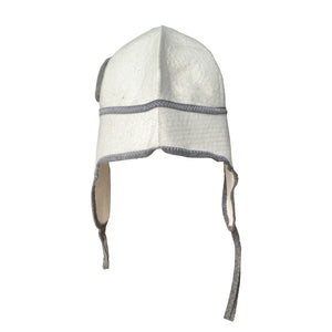 Natural Sheep Wool Traditional Russian "Sauna Time" Sauna Hat - Unisex - White and Charcoal