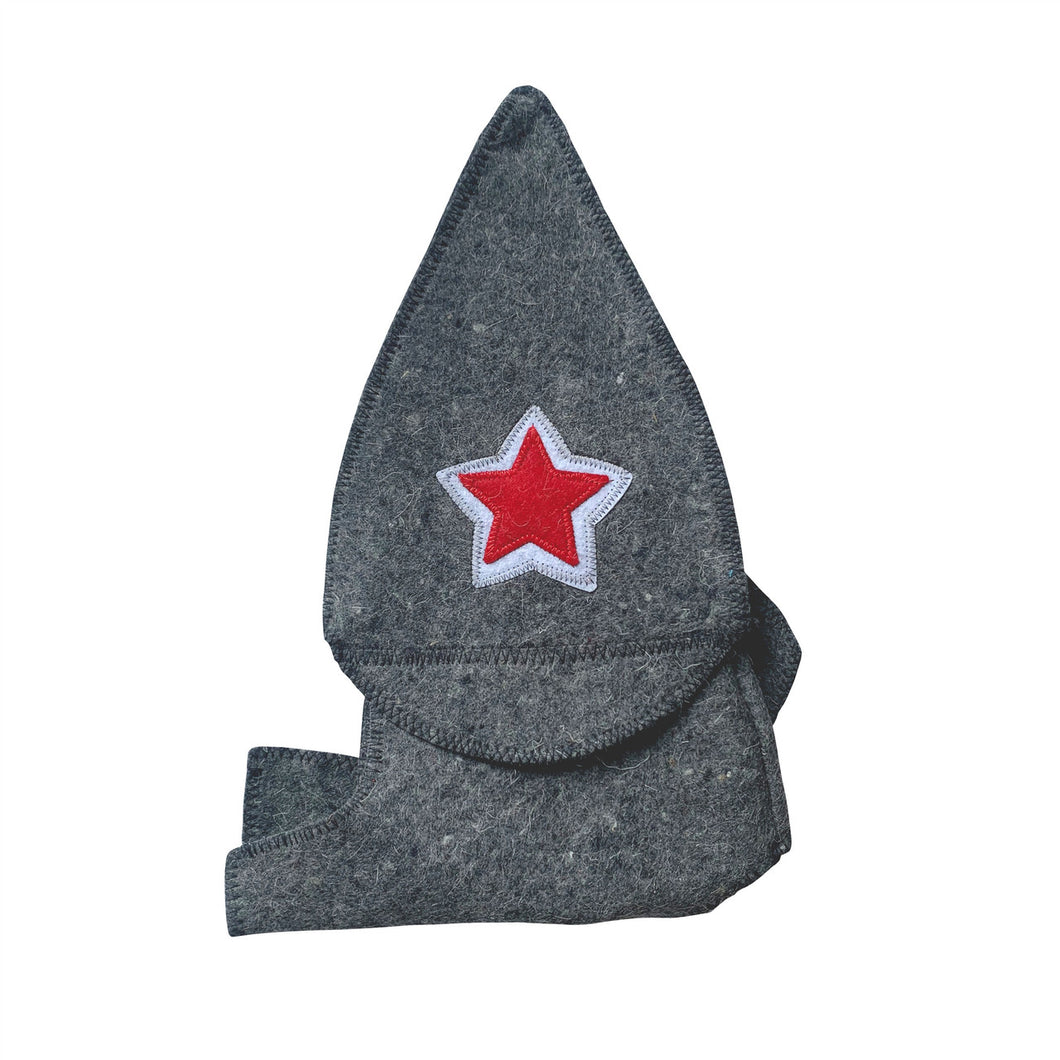 Natural Sheep Wool Traditional Sauna Hat - Unisex - Charcoal with Embroidered Star