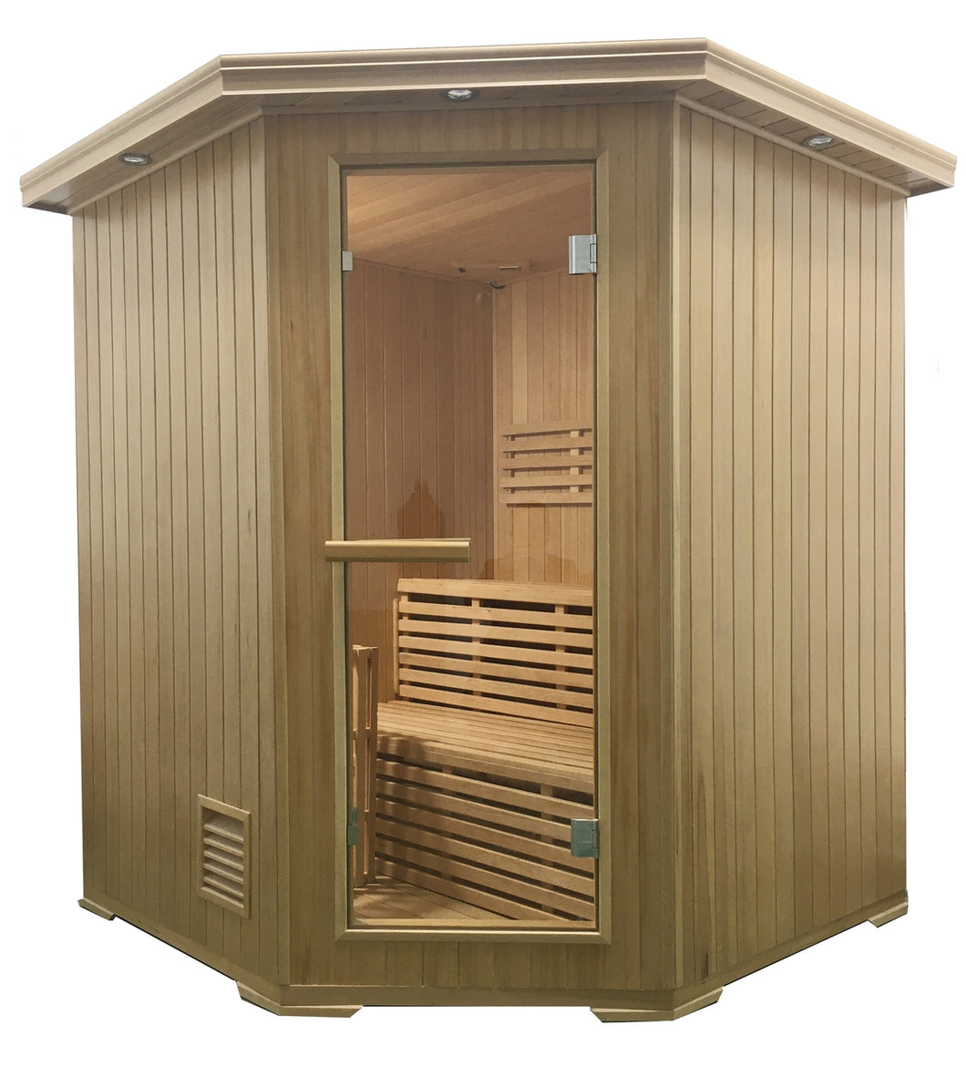 Canadian Hemlock Wet Dry Indoor Sauna - 4.5 kW ETL Certified Heater - 4 Person