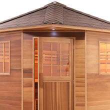 Load image into Gallery viewer, Inland Red Cedar Wet Dry Outdoor Sauna with Asphalt Roof - 8 kW UL Certified Heater - 8 Person - Made in USA