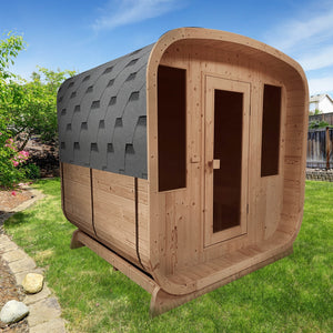 Outdoor Rustic Cedar Square Sauna – 4 Person – 4.5 kW UL Certified Electric Heater