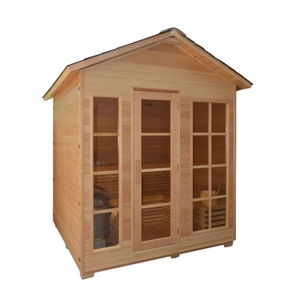Canadian Hemlock Outdoor and Indoor Wet Dry Sauna - 6 kW UL Certified Heater - 6 Person