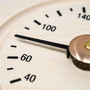 Round Pine Wood Sauna Thermometer Gage in Fahrenheit