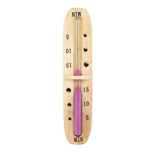 Load image into Gallery viewer, Pine Wall-Mounted Sauna Rotating Sand Timer - 15 Minute - Pink - Rounded Corners